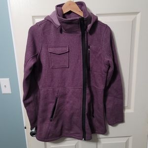 Hurley Jacket Womens Medium Full Zip Fleece Lined Removeable Hood Outdoor Purple